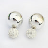 Crystal Two Ball Pearls Stud Earrings