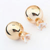 Crystal Two Ball Pearls Stud Earrings